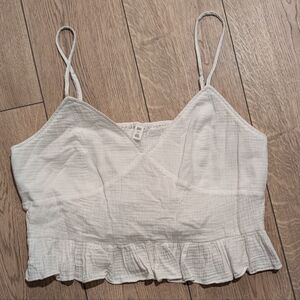 BP Top Plus 2X White Ruffle Crop Cami Tank Shirt Blouse Nordstrom Boho Hippie